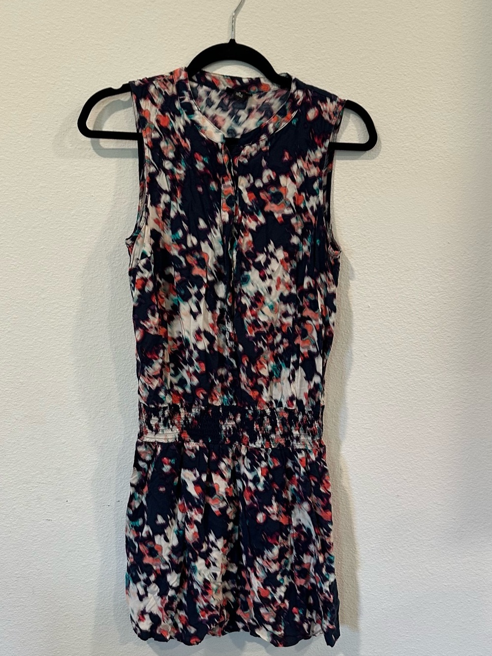 a.n.a Navy Multicolor Floral Midi Dress